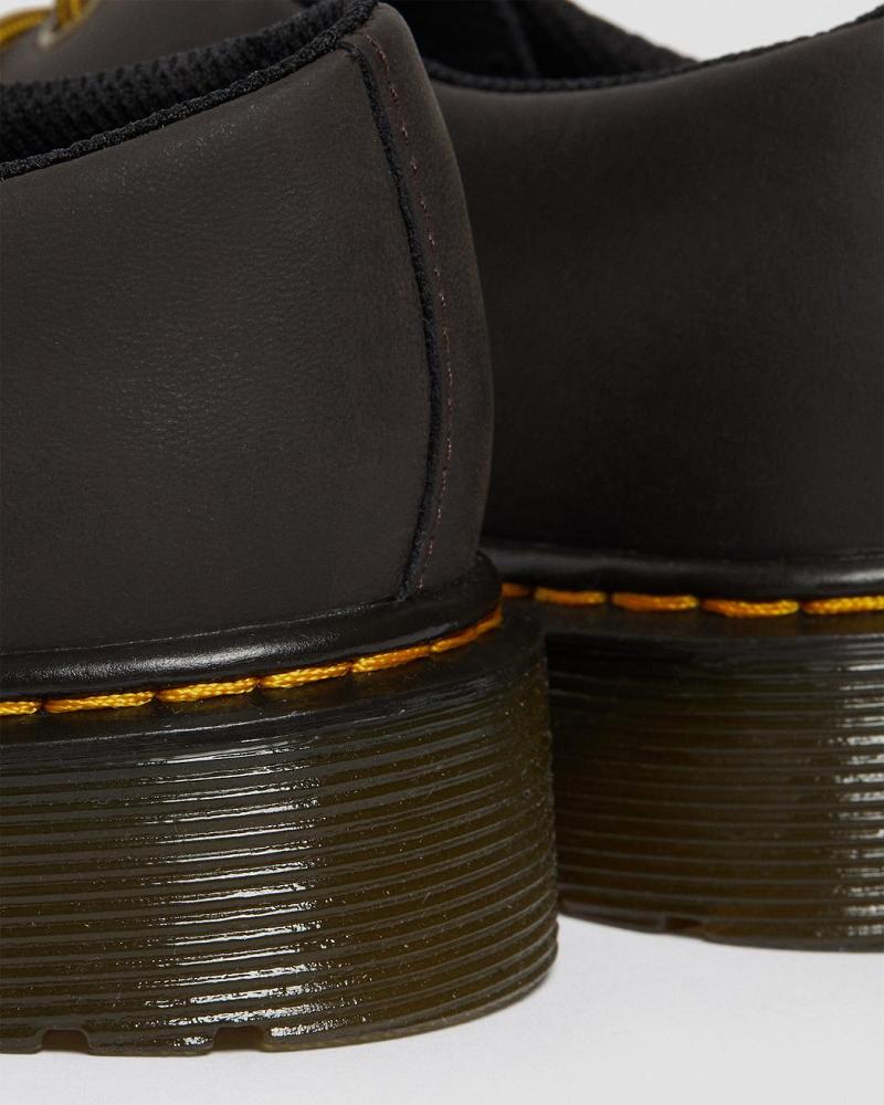 Dr Martens Junior 1461 Wildhorse Lær Sko Barn Mørke Brune | Norge 100JPQ